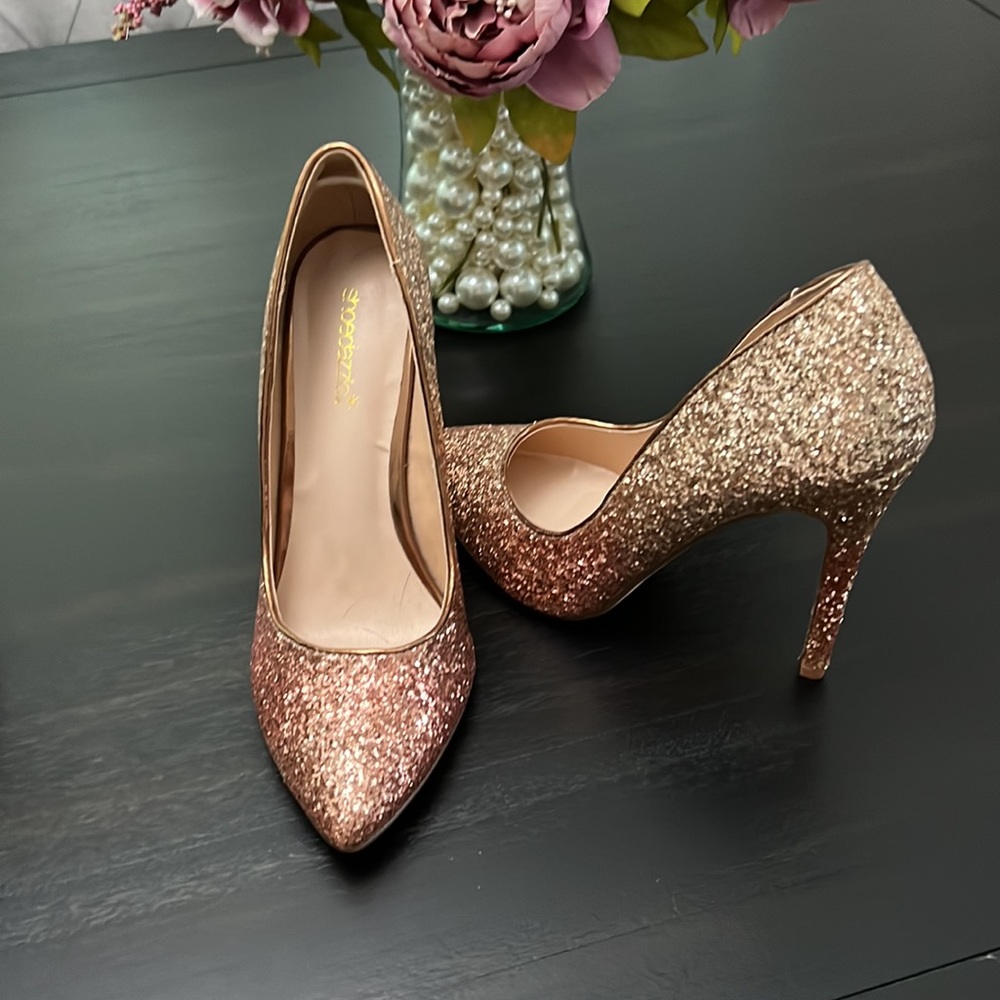 Ombre rose gold sparkle heels
